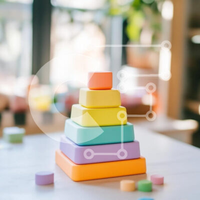 Intra Συλλεκτικό Ξύλινο Παζλ Plywood  4mm - Πολύχρωμο παιχνίδι στοίβαξης σε σχηματισμό πυραμίδων Σε Ξύλινο Κουτί - Διαστάσεις: 10x10 cm – 25 κομμάτια - Image 1