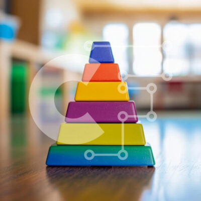 Intra Συλλεκτικό Ξύλινο Παζλ Plywood  4mm - Πολύχρωμη πυραμίδα παιχνιδιών στοίβαξης Σε Ξύλινο Κουτί - Διαστάσεις Puzzle: 10x10 cm – 25 κομμάτια - Image 1