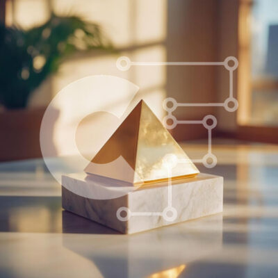 Intra Συλλεκτικό Ξύλινο Παζλ Plywood  4mm - Χρυσό γλυπτό πυραμίδας σε μαρμάρινη βάση Σε Ξύλινο Κουτί - Διαστάσεις: 10x10 cm – 25 κομμάτια - Image 1