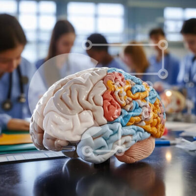 Intra Συλλεκτικό Ξύλινο Παζλ Plywood  4mm - Λεπτομερές μοντέλο εγκεφάλου σε μια ιατρική τάξη Σε Ξύλινο Κουτί - Διαστάσεις Puzzle: 10x10 cm – 25 κομμάτια - Image 1