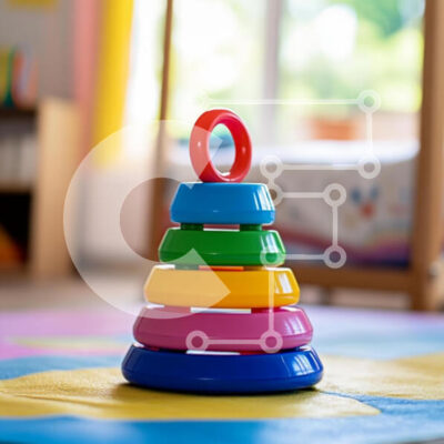 Intra Συλλεκτικό Ξύλινο Παζλ Plywood  4mm - Πολύχρωμο παιχνίδι στοίβαξης στο Playroom Σε Ξύλινο Κουτί - Διαστάσεις: 10x10 cm – 25 κομμάτια - Image 1