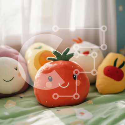 Intra Συλλεκτικό Ξύλινο Παζλ Plywood  4mm - Συλλογή από χαριτωμένα βελούδινα παιχνίδια με μια χαμογελαστή ντομάτα Σε Ξύλινο Κουτί - Διαστάσεις: 10x10 cm – 25 κομμάτια - Image 1