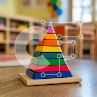 Intra Συλλεκτικό Ξύλινο Παζλ Plywood 4mm - Πολύχρωμη ξύλινη πυραμίδα παιχνιδιών στοίβαξης στην τάξη Σε Ξύλινο Κουτί - Διαστάσεις Puzzle: 10x10 cm – 25 κομμάτια - Image 1