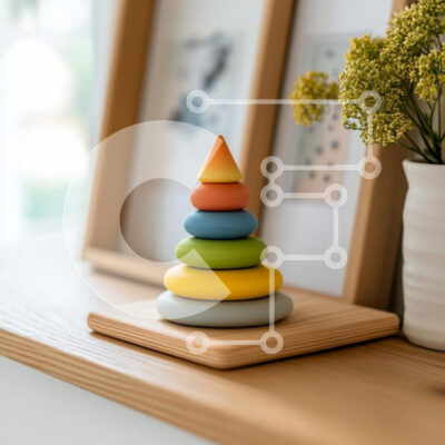 Intra Συλλεκτικό Ξύλινο Παζλ Plywood 4mm - Πολύχρωμο παιχνίδι στοίβαξης σε ξύλινη επιφάνεια Σε Ξύλινο Κουτί - Διαστάσεις: 10x10 cm – 25 κομμάτια - Image 1