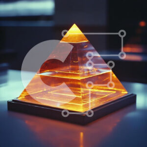 Intra Συλλεκτικό Ξύλινο Παζλ Plywood  4mm - Φωτιζόμενη Πορτοκαλί Πυραμίδα Σε Ξύλινο Κουτί - Διαστάσεις: 10x10 cm – 25 κομμάτια