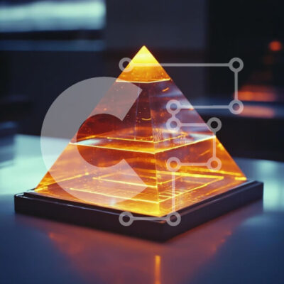 Intra Συλλεκτικό Ξύλινο Παζλ Plywood  4mm - Φωτιζόμενη Πορτοκαλί Πυραμίδα Σε Ξύλινο Κουτί - Διαστάσεις: 10x10 cm – 25 κομμάτια - Image 1