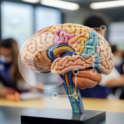 Intra Συλλεκτικό Ξύλινο Παζλ Plywood  4mm - Λεπτομερές μοντέλο ανθρώπινου εγκεφάλου σε εκπαιδευτικό περιβάλλον Σε Ξύλινο Κουτί - Διαστάσεις Puzzle: 10x10 cm – 25 κομμάτια - Image 1