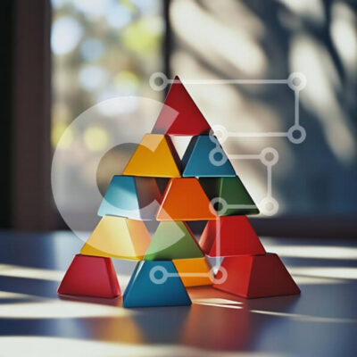 Intra Συλλεκτικό Ξύλινο Παζλ Plywood  4mm - Πολύχρωμα γεωμετρικά σχήματα στοιβαγμένα σε μια πυραμίδα Σε Ξύλινο Κουτί - Διαστάσεις: 10x10 cm – 25 κομμάτια - Image 1