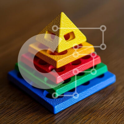 Intra Συλλεκτικό Ξύλινο Παζλ Plywood 4mm - Πολύχρωμο παιχνίδι στοίβαξης Σε Ξύλινο Κουτί - Διαστάσεις: 10x10 cm – 25 κομμάτια - Image 1