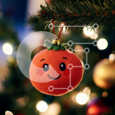 Intra Συλλεκτικό Ξύλινο Παζλ Plywood  4mm - Χαριτωμένο πορτοκαλί χριστουγεννιάτικο στολίδι που κρέμεται στο δέντρο Σε Ξύλινο Κουτί - Διαστάσεις: 10x10 cm – 25 κομμάτια - Image 1