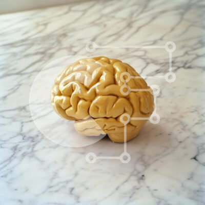 Intra Συλλεκτικό Ξύλινο Παζλ Plywood  4mm - Ρεαλιστικό κίτρινο γλυπτό εγκεφάλου σε μαρμάρινη επιφάνεια Σε Ξύλινο Κουτί - Διαστάσεις: 10x10 cm – 25 κομμάτια - Image 1