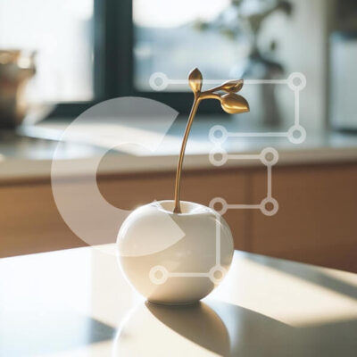 Intra Συλλεκτικό Ξύλινο Παζλ Plywood  4mm - Μοντέρνο βάζο σε σχήμα μήλου στον πάγκο Σε Ξύλινο Κουτί - Διαστάσεις Puzzle: 10x10 cm – 25 κομμάτια - Image 1