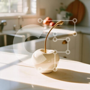 Intra Συλλεκτικό Ξύλινο Παζλ Plywood  4mm - Διακοσμητικό πορσελάνινο μήλο σε μαρμάρινο πάγκο Σε Ξύλινο Κουτί - Διαστάσεις: 10x10 cm – 25 κομμάτια