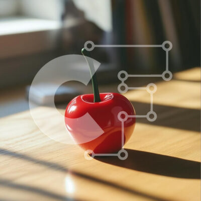 Intra Συλλεκτικό Ξύλινο Παζλ Plywood  4mm - Γυαλιστερό αντικείμενο κερασιού σε ξύλινο τραπέζι Σε Ξύλινο Κουτί - Διαστάσεις: 10x10 cm – 25 κομμάτια - Image 1