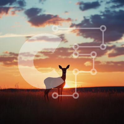 Intra Συλλεκτικό Ξύλινο Παζλ Plywood  4mm - Σιλουέτα ενός ελαφιού στο ηλιοβασίλεμα Σε Ξύλινο Κουτί - Διαστάσεις: 10x10 cm – 25 κομμάτια - Image 1