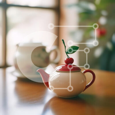 Intra Συλλεκτικό Ξύλινο Παζλ Plywood 4mm - Γοητευτική τσαγιέρα με σχέδιο κερασιού και φύλλων Σε Ξύλινο Κουτί - Διαστάσεις: 10x10 cm – 25 κομμάτια - Image 1