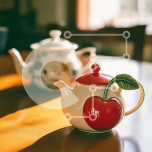 Intra Συλλεκτικό Ξύλινο Παζλ Plywood  4mm - Ιδιότροπες τσαγιέρες σε ένα ξύλινο τραπέζι Σε Ξύλινο Κουτί - Διαστάσεις: 10x10 cm – 25 κομμάτια