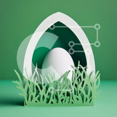 Intra Συλλεκτικό Ξύλινο Παζλ Plywood  4mm - Διακοσμητικό αυγό σε πράσινη χάρτινη κορνίζα Σε Ξύλινο Κουτί - Διαστάσεις: 10x10 cm – 25 κομμάτια - Image 1