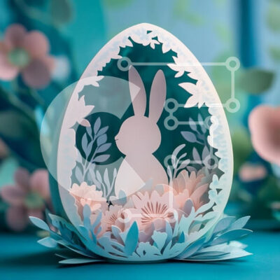 Intra Συλλεκτικό Ξύλινο Παζλ Plywood  4mm - Πασχαλινό αυγό με σιλουέτα λαγουδάκι Σε Ξύλινο Κουτί - Διαστάσεις: 10x10 cm – 25 κομμάτια - Image 1