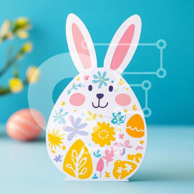 Intra Συλλεκτικό Ξύλινο Παζλ Plywood  4mm - Πολύχρωμο Κουνελάκι για το Πάσχα Σε Ξύλινο Κουτί - Διαστάσεις: 10x10 cm – 25 κομμάτια - Image 1