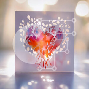 Intra Συλλεκτικό Ξύλινο Παζλ Plywood  4mm - Καλλιτεχνική καρδιά κάρτα με φόντο ακουαρέλα Σε Ξύλινο Κουτί - Διαστάσεις Puzzle: 10x10 cm – 25 κομμάτια