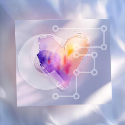 Intra Συλλεκτικό Ξύλινο Παζλ Plywood  4mm - Ακουαρέλα καρδιά σε Λευκή Βίβλο Σε Ξύλινο Κουτί - Διαστάσεις Puzzle: 10x10 cm – 25 κομμάτια - Image 1