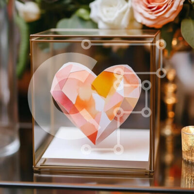 Intra Συλλεκτικό Ξύλινο Παζλ Plywood  4mm - Ακουαρέλα σε σχήμα καρδιάς σε γυάλινη οθόνη Σε Ξύλινο Κουτί - Διαστάσεις Puzzle: 10x10 cm – 25 κομμάτια - Image 1