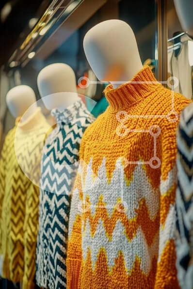 Intra Συλλεκτικό Ξύλινο Παζλ Plywood  4mm - Πολύχρωμα πουλόβερ που εμφανίζονται στα μανεκέν Σε Ξύλινο Κουτί - Διαστάσεις Puzzle: 10x10 cm – 25 κομμάτια