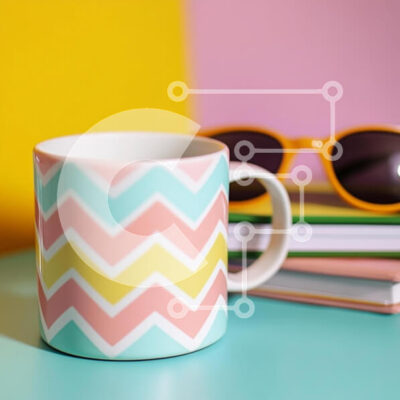 Intra Συλλεκτικό Ξύλινο Παζλ Plywood 4mm - Πολύχρωμη κούπα με μοτίβο ζιγκ-ζαγκ και αξεσουάρ Σε Ξύλινο Κουτί - Διαστάσεις: 10x10 cm – 25 κομμάτια - Image 1