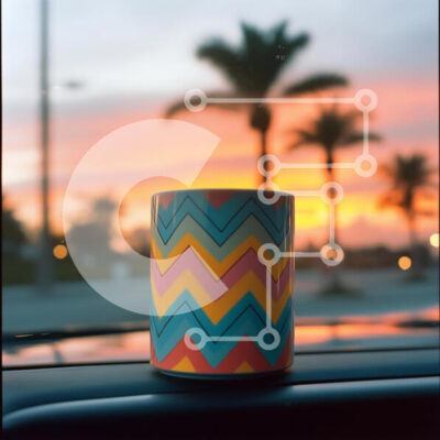 Intra Συλλεκτικό Ξύλινο Παζλ Plywood 4mm - Πολύχρωμη κούπα σε φόντο ηλιοβασιλέματος Σε Ξύλινο Κουτί - Διαστάσεις: 10x10 cm – 25 κομμάτια - Image 1