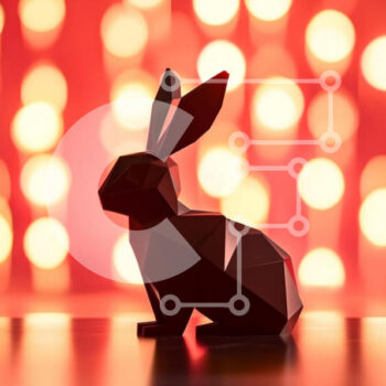 Intra Συλλεκτικό Ξύλινο Παζλ Plywood  4mm - Γεωμετρικό γλυπτό μαύρου κουνελιού με ζεστό φόντο Σε Ξύλινο Κουτί - Διαστάσεις Puzzle: 10x10 cm – 25 κομμάτια - Image 1