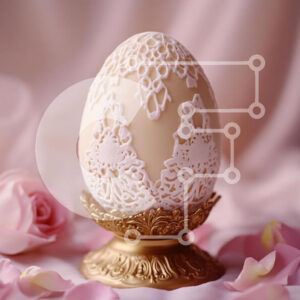 Intra Συλλεκτικό Ξύλινο Παζλ Plywood  4mm - Διακοσμητικό αυγό με σχέδιο δαντέλας Σε Ξύλινο Κουτί - Διαστάσεις Puzzle: 10x10 cm – 25 κομμάτια