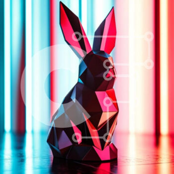 Intra Συλλεκτικό Ξύλινο Παζλ Plywood  4mm - Γεωμετρικό γλυπτό κουνελιού με πολύχρωμο φόντο Σε Ξύλινο Κουτί - Διαστάσεις Puzzle: 10x10 cm – 25 κομμάτια - Image 1