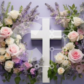 Intra Συλλεκτικό Ξύλινο Παζλ Plywood  4mm - Σταυρός που περιβάλλεται από λουλούδια Σε Ξύλινο Κουτί - Διαστάσεις Puzzle: 10x10 cm – 25 κομμάτια - Image 1