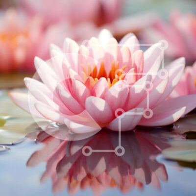 Intra Συλλεκτικό Ξύλινο Παζλ Plywood  4mm - Ροζ νούφαρο σε μια γαλήνια λίμνη Σε Ξύλινο Κουτί - Διαστάσεις: 10x10 cm – 25 κομμάτια - Image 1