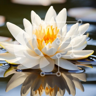 Intra Συλλεκτικό Ξύλινο Παζλ Plywood 4mm - Λευκό λουλούδι λωτού στο νερό Σε Ξύλινο Κουτί - Διαστάσεις: 10x10 cm – 25 κομμάτια - Image 1