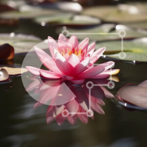 Intra Συλλεκτικό Ξύλινο Παζλ Plywood  4mm - Ροζ νούφαρο σε ήρεμο νερό Σε Ξύλινο Κουτί - Διαστάσεις: 10x10 cm – 25 κομμάτια