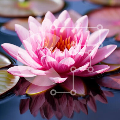 Intra Συλλεκτικό Ξύλινο Παζλ Plywood  4mm - Ανθισμένο ροζ νούφαρο σε ήρεμο νερό Σε Ξύλινο Κουτί - Διαστάσεις: 10x10 cm – 25 κομμάτια - Image 1