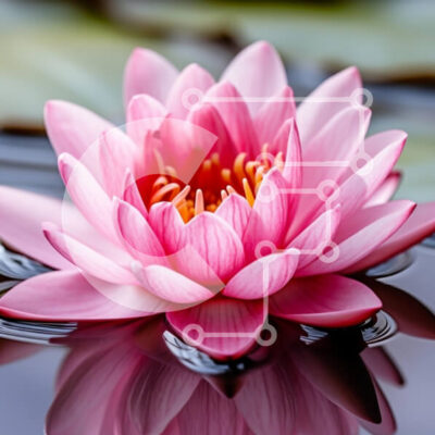 Intra Συλλεκτικό Ξύλινο Παζλ Plywood  4mm - Ροζ νούφαρο στην ήσυχη λίμνη Σε Ξύλινο Κουτί - Διαστάσεις: 10x10 cm – 25 κομμάτια - Image 1