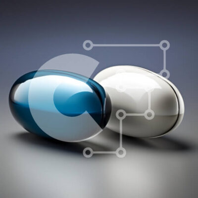 Intra Συλλεκτικό Ξύλινο Παζλ Plywood  4mm - Γυαλιστερές μπλε και λευκές κάψουλες σε γκρι επιφάνεια Σε Ξύλινο Κουτί - Διαστάσεις: 10x10 cm – 25 κομμάτια - Image 1