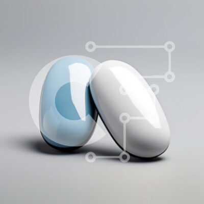 Intra Συλλεκτικό Ξύλινο Παζλ Plywood  4mm - Γυαλιστερά μπλε και λευκά αντικείμενα σε γκρι φόντο Σε Ξύλινο Κουτί - Διαστάσεις: 10x10 cm – 25 κομμάτια - Image 1