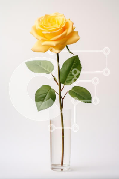 Intra Συλλεκτικό Ξύλινο Παζλ Plywood  4mm - Κίτρινο τριαντάφυλλο σε γυάλινο βάζο Σε Ξύλινο Κουτί - Διαστάσεις Puzzle: 10x10 cm – 25 κομμάτια