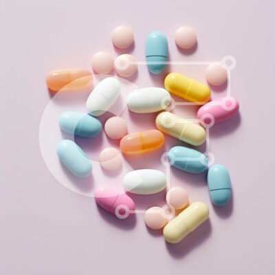 Intra Συλλεκτικό Ξύλινο Παζλ Plywood  4mm - Πολύχρωμη ποικιλία χαπιών σε ροζ φόντο Σε Ξύλινο Κουτί - Διαστάσεις Puzzle: 10x10 cm – 25 κομμάτια - Image 1