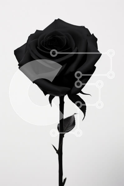 Intra Συλλεκτικό Ξύλινο Παζλ Plywood  4mm - Κομψό μαύρο τριαντάφυλλο σε λευκό φόντο Σε Ξύλινο Κουτί - Διαστάσεις Puzzle: 10x10 cm – 25 κομμάτια