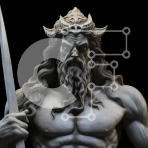 Intra Συλλεκτικό Ξύλινο Παζλ Plywood  4mm - Γλυπτό του μυθολογικού θεού που κρατά το δόρυ Σε Ξύλινο Κουτί - Διαστάσεις Puzzle: 10x10 cm – 25 κομμάτια