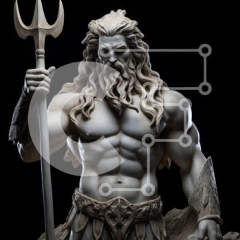 Intra Συλλεκτικό Ξύλινο Παζλ Plywood  4mm - Γλυπτό μυθολογικής φιγούρας με τρίαινα Σε Ξύλινο Κουτί - Διαστάσεις Puzzle: 10x10 cm – 25 κομμάτια - Image 1