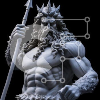 Intra Συλλεκτικό Ξύλινο Παζλ Plywood  4mm - Γλυπτό ενός μυθολογικού θεού που κρατά ένα δόρυ Σε Ξύλινο Κουτί - Διαστάσεις Puzzle: 10x10 cm – 25 κομμάτια - Image 1