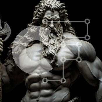 Intra Συλλεκτικό Ξύλινο Παζλ Plywood  4mm - Γλυπτό ενός μυώδη θεού που κρατά μια τρίαινα Σε Ξύλινο Κουτί - Διαστάσεις Puzzle: 10x10 cm – 25 κομμάτια - Image 1