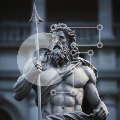 Intra Συλλεκτικό Ξύλινο Παζλ Plywood 4mm - Μυώδες άγαλμα ενός Έλληνα θεού που κρατά ένα δόρυ Σε Ξύλινο Κουτί - Διαστάσεις Puzzle: 10x10 cm – 25 κομμάτια - Image 1