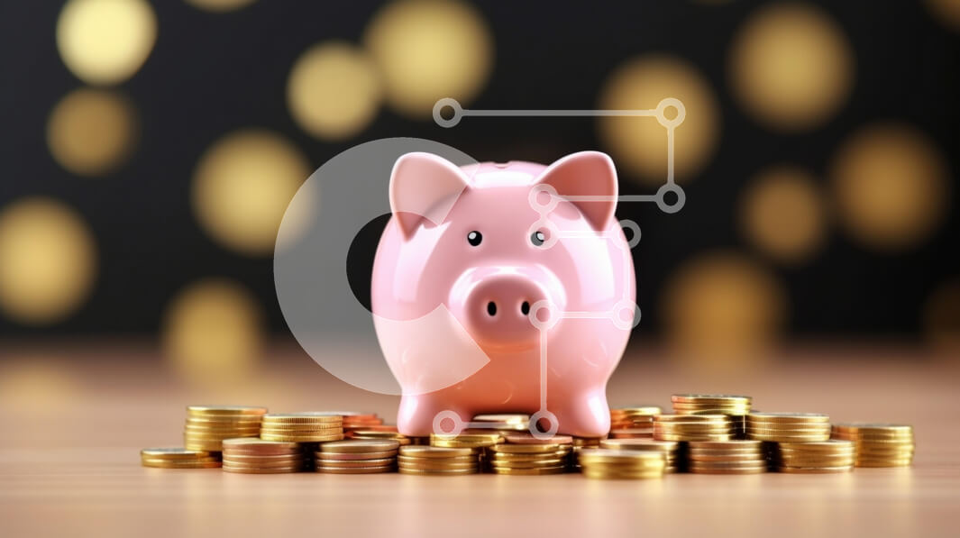 Intra Συλλεκτικό Ξύλινο Παζλ Plywood  4mm - Κουμπαράς σε νομίσματα με χρυσό φόντο Bokeh Σε Ξύλινο Κουτί - Διαστάσεις Puzzle: 10x10 cm – 25 κομμάτια